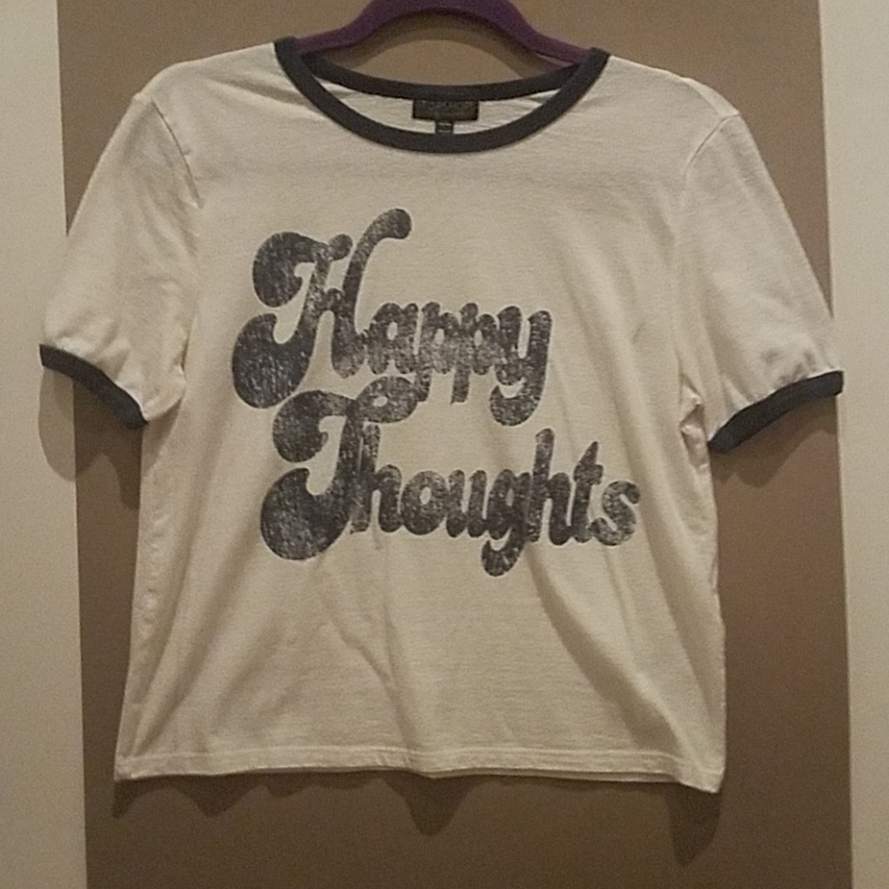Topshop Happy Thoughts Crop Tee